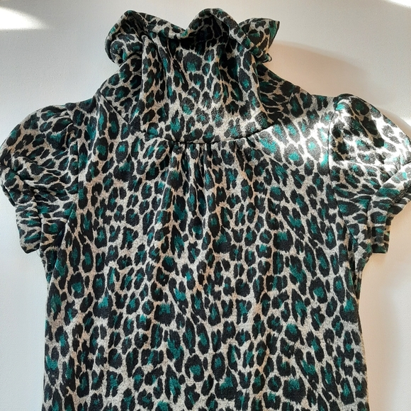 Emerald Green Leopard Print Mini Dress - Picture 4 of 9